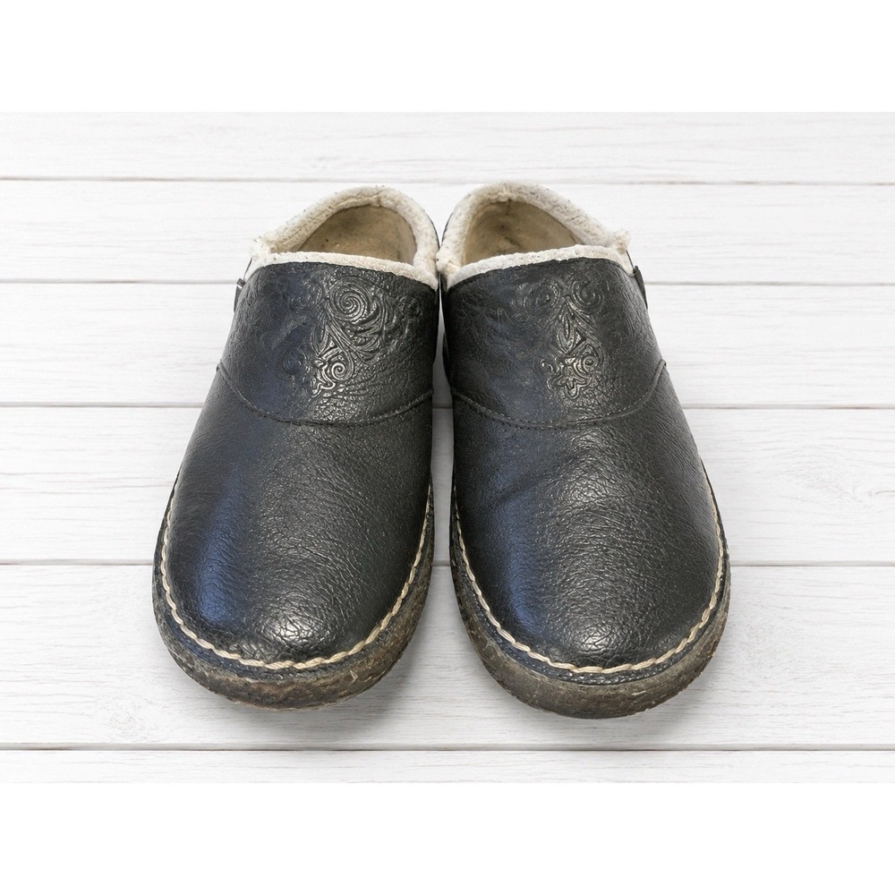 Jambu Ruby Fur Women's 7M Charcoal Leather Faux Fur Lined Slip On Clogs